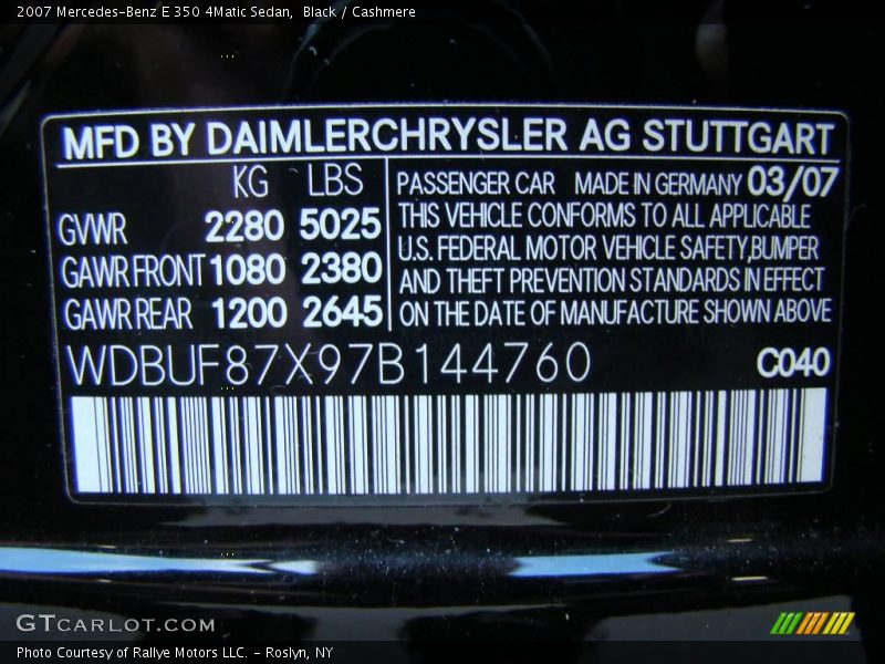Black / Cashmere 2007 Mercedes-Benz E 350 4Matic Sedan