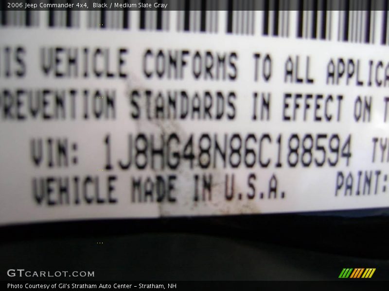 Black / Medium Slate Gray 2006 Jeep Commander 4x4