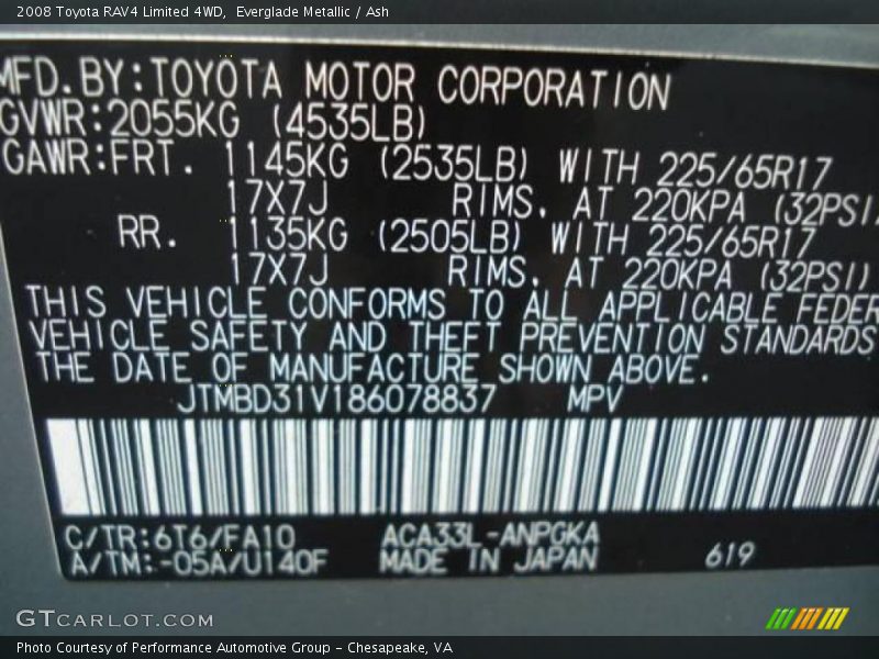 Everglade Metallic / Ash 2008 Toyota RAV4 Limited 4WD