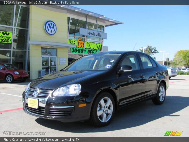 Black Uni / Pure Beige 2009 Volkswagen Jetta S Sedan