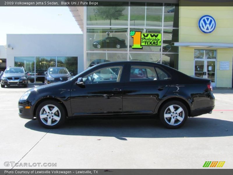 Black Uni / Pure Beige 2009 Volkswagen Jetta S Sedan