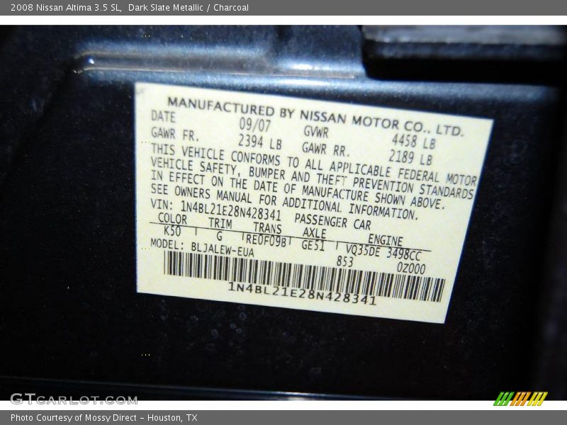 Dark Slate Metallic / Charcoal 2008 Nissan Altima 3.5 SL