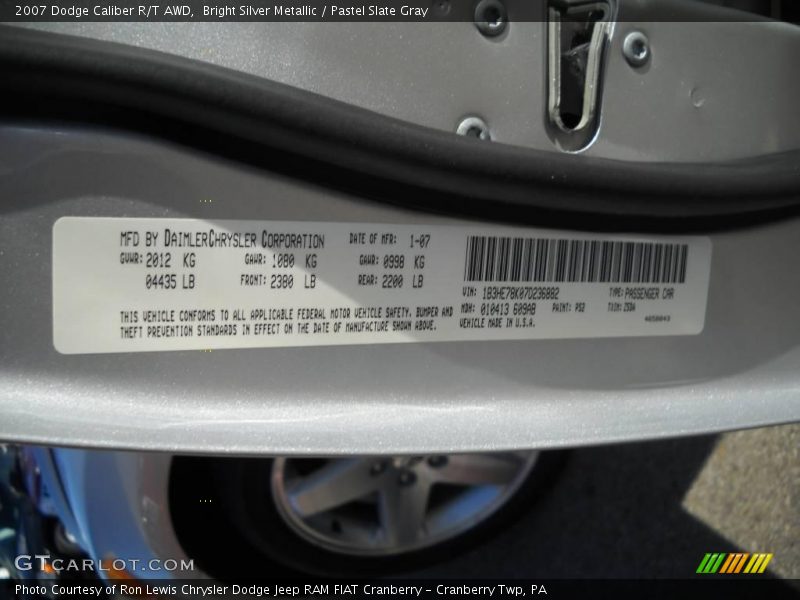Bright Silver Metallic / Pastel Slate Gray 2007 Dodge Caliber R/T AWD
