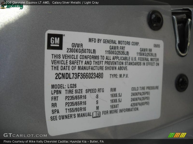 Galaxy Silver Metallic / Light Gray 2006 Chevrolet Equinox LT AWD