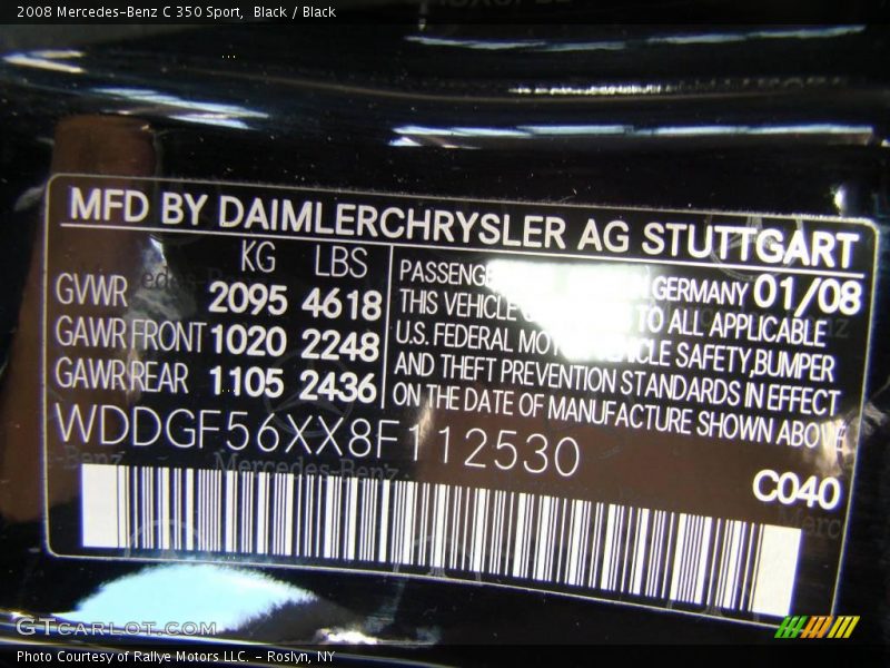 Black / Black 2008 Mercedes-Benz C 350 Sport