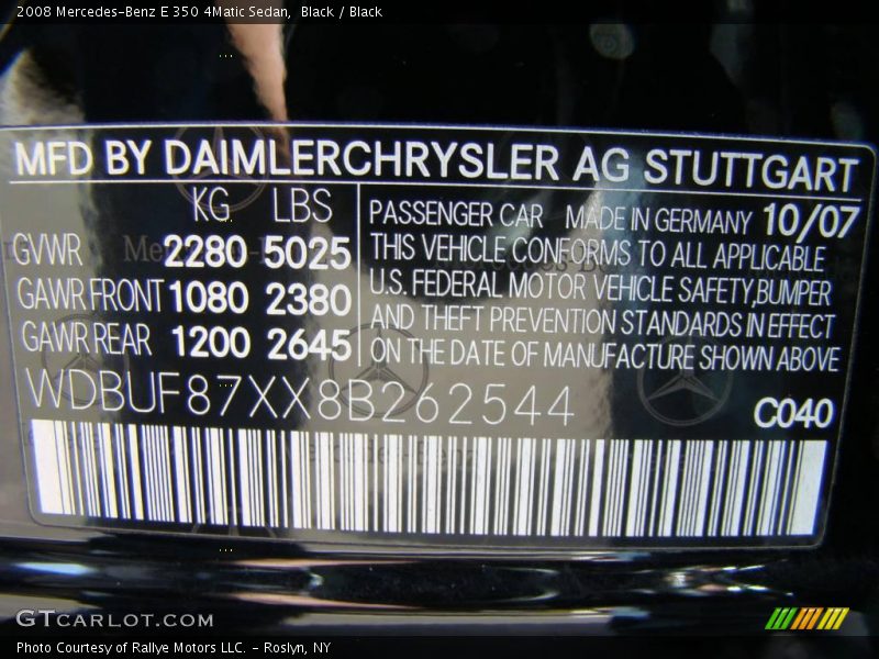 Black / Black 2008 Mercedes-Benz E 350 4Matic Sedan