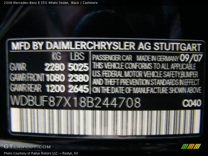 Black / Cashmere 2008 Mercedes-Benz E 350 4Matic Sedan
