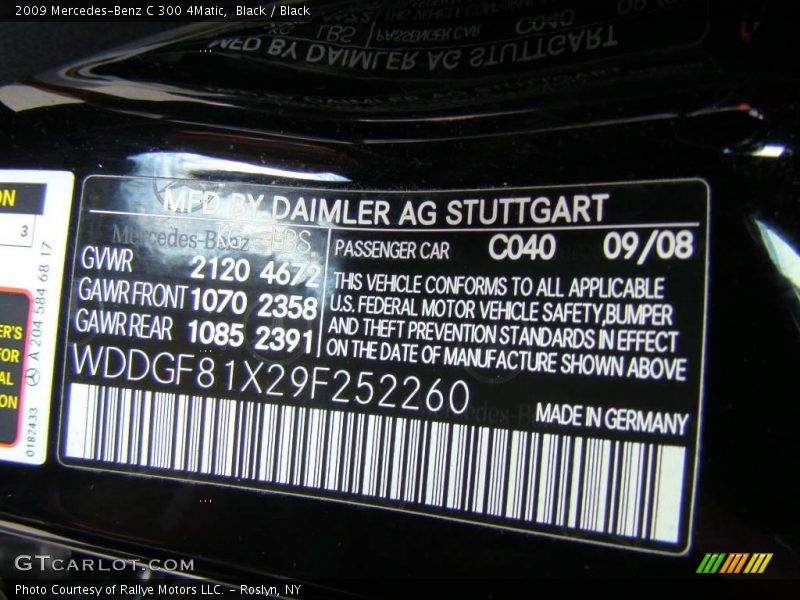 Black / Black 2009 Mercedes-Benz C 300 4Matic