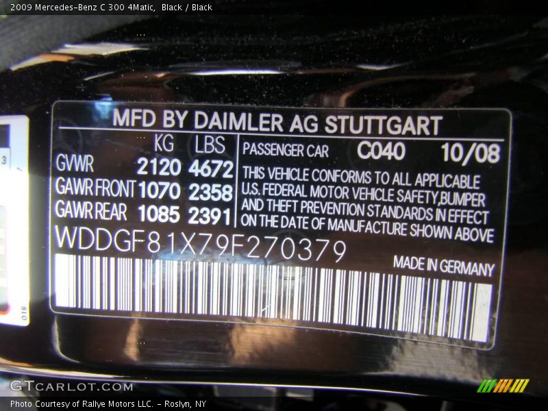 Black / Black 2009 Mercedes-Benz C 300 4Matic