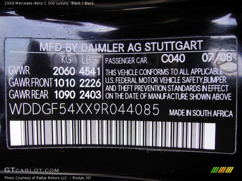 Black / Black 2009 Mercedes-Benz C 300 Luxury