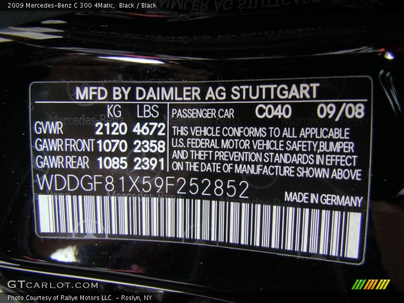 Black / Black 2009 Mercedes-Benz C 300 4Matic