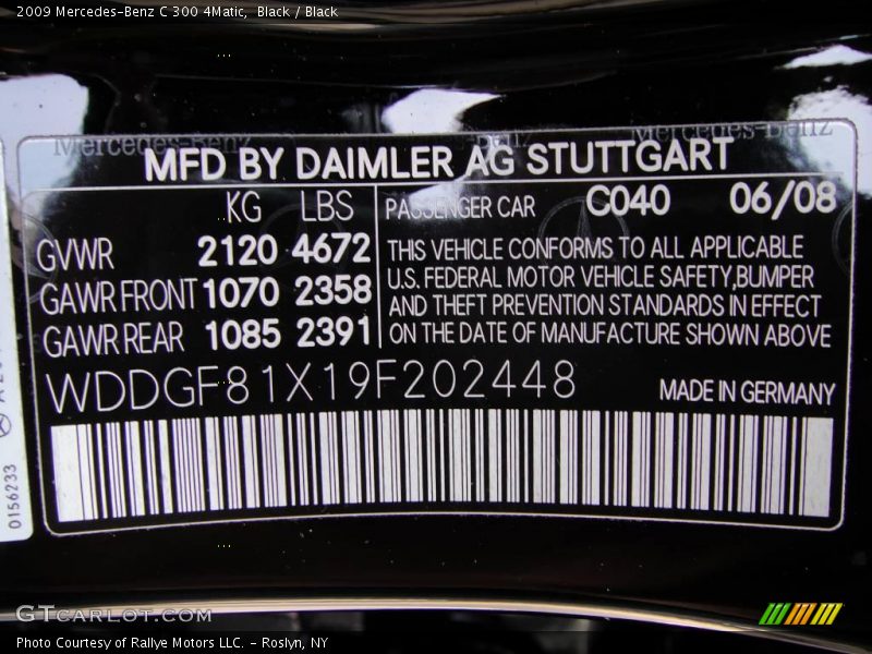 Black / Black 2009 Mercedes-Benz C 300 4Matic