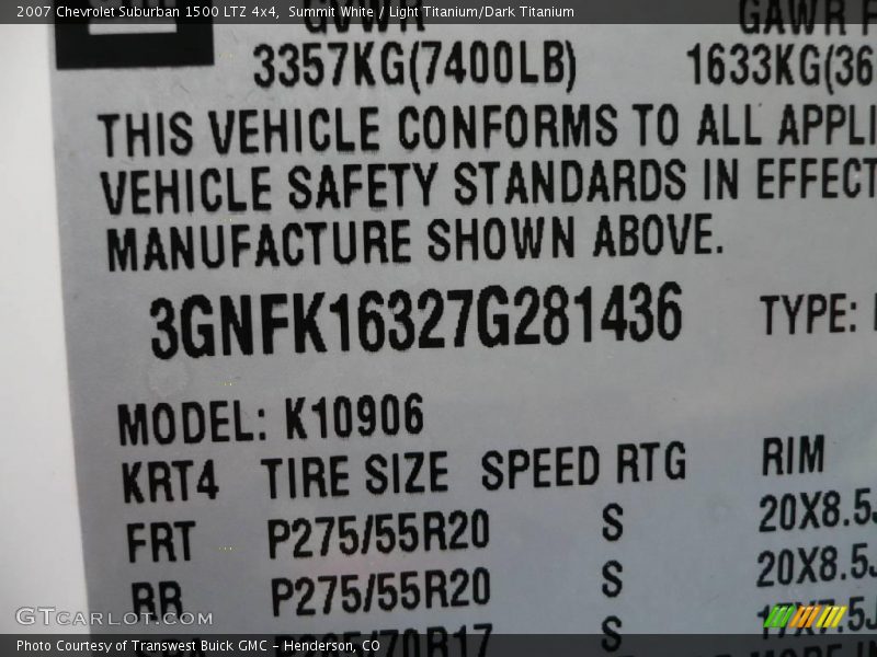 Summit White / Light Titanium/Dark Titanium 2007 Chevrolet Suburban 1500 LTZ 4x4