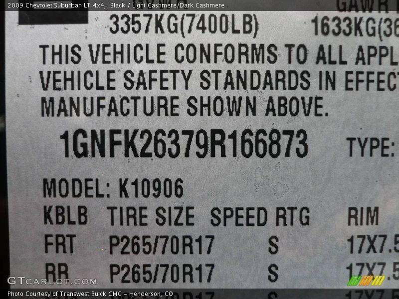 Black / Light Cashmere/Dark Cashmere 2009 Chevrolet Suburban LT 4x4