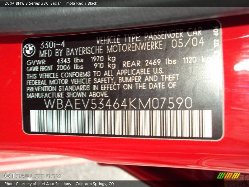 Imola Red / Black 2004 BMW 3 Series 330i Sedan