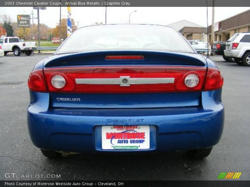 Arrival Blue Metallic / Graphite Gray 2003 Chevrolet Cavalier Coupe