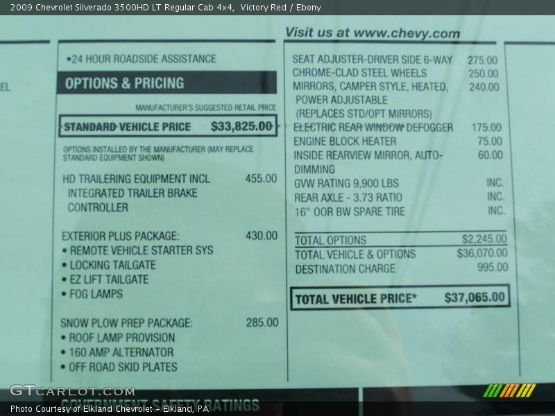 Victory Red / Ebony 2009 Chevrolet Silverado 3500HD LT Regular Cab 4x4