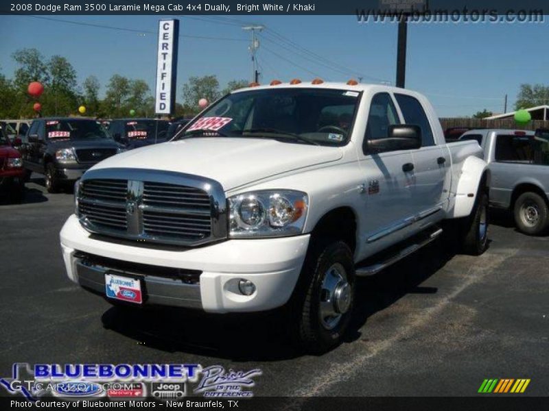 Bright White / Khaki 2008 Dodge Ram 3500 Laramie Mega Cab 4x4 Dually