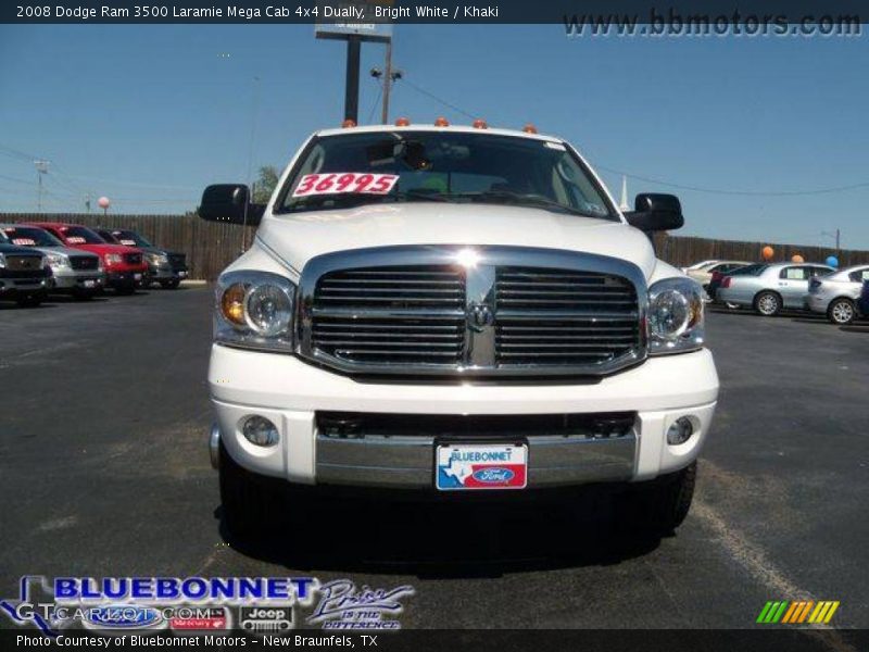 Bright White / Khaki 2008 Dodge Ram 3500 Laramie Mega Cab 4x4 Dually
