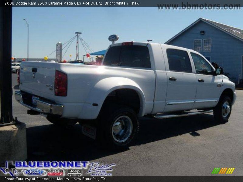 Bright White / Khaki 2008 Dodge Ram 3500 Laramie Mega Cab 4x4 Dually