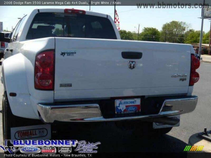 Bright White / Khaki 2008 Dodge Ram 3500 Laramie Mega Cab 4x4 Dually