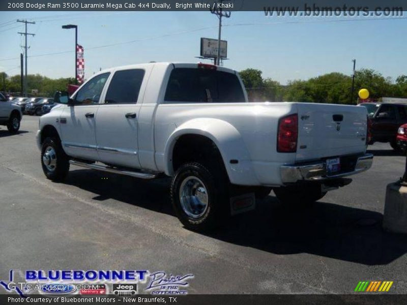 Bright White / Khaki 2008 Dodge Ram 3500 Laramie Mega Cab 4x4 Dually