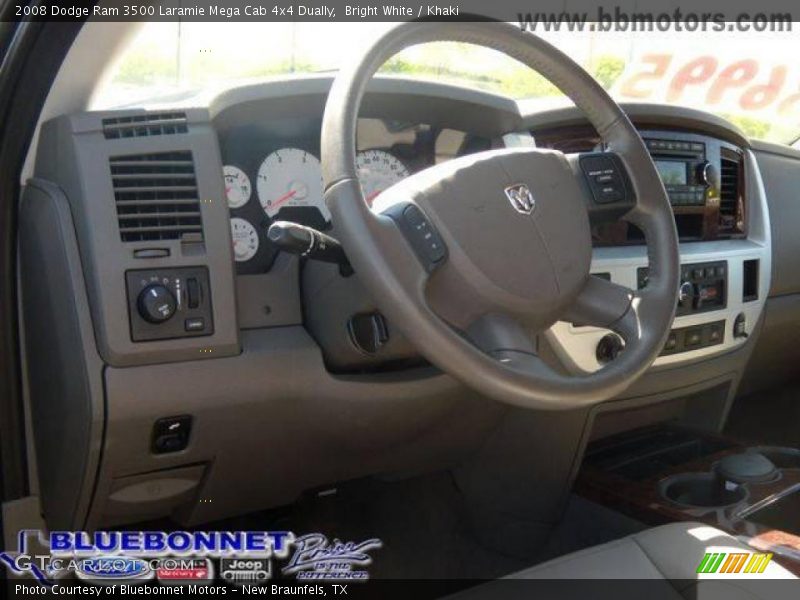 Bright White / Khaki 2008 Dodge Ram 3500 Laramie Mega Cab 4x4 Dually