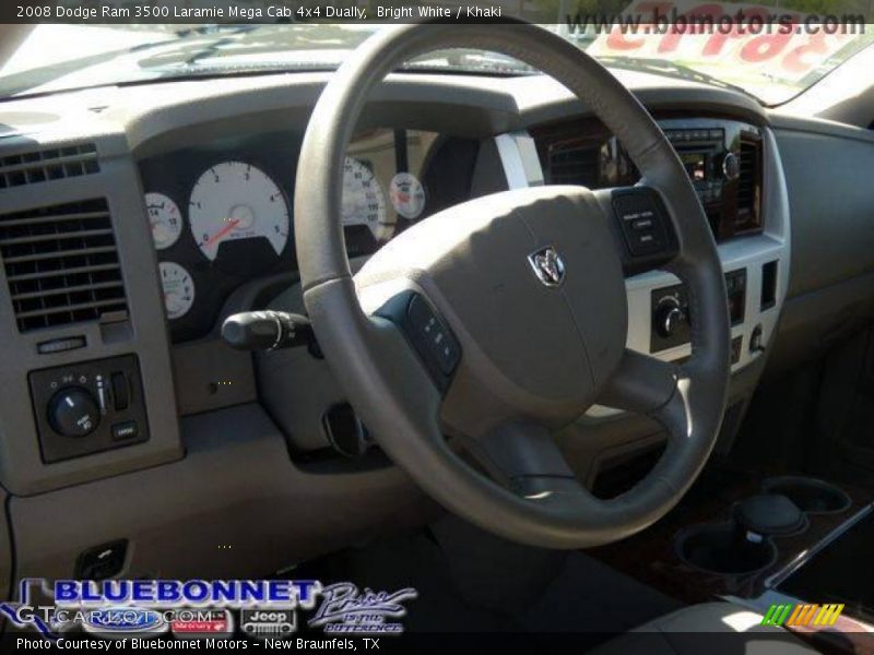 Bright White / Khaki 2008 Dodge Ram 3500 Laramie Mega Cab 4x4 Dually