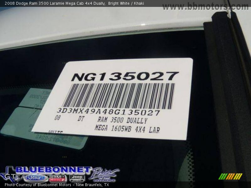 Bright White / Khaki 2008 Dodge Ram 3500 Laramie Mega Cab 4x4 Dually