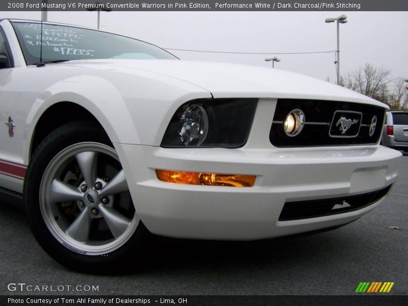 Performance White / Dark Charcoal/Pink Stitching 2008 Ford Mustang V6 Premium Convertible Warriors in Pink Edition