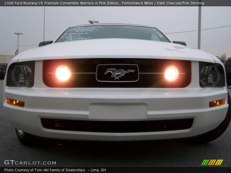 Performance White / Dark Charcoal/Pink Stitching 2008 Ford Mustang V6 Premium Convertible Warriors in Pink Edition
