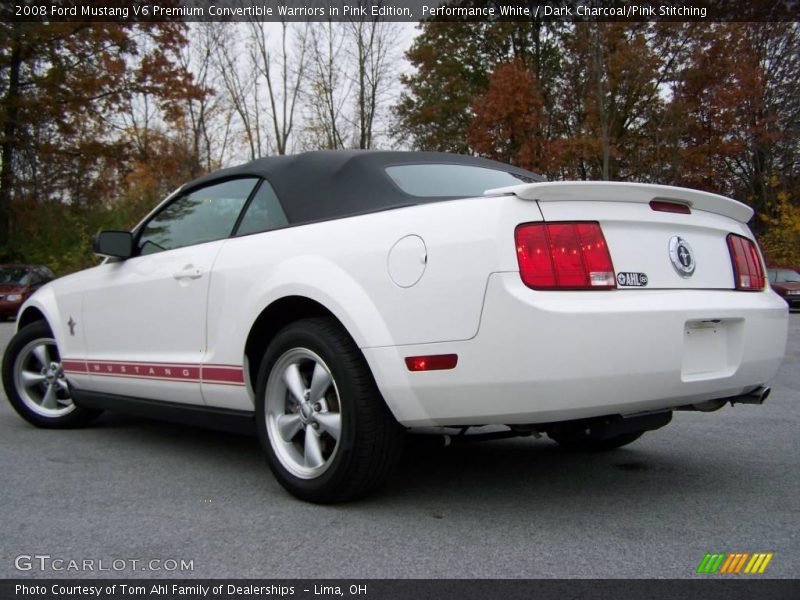 Performance White / Dark Charcoal/Pink Stitching 2008 Ford Mustang V6 Premium Convertible Warriors in Pink Edition