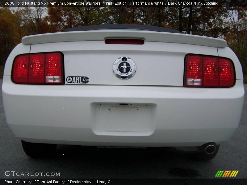 Performance White / Dark Charcoal/Pink Stitching 2008 Ford Mustang V6 Premium Convertible Warriors in Pink Edition