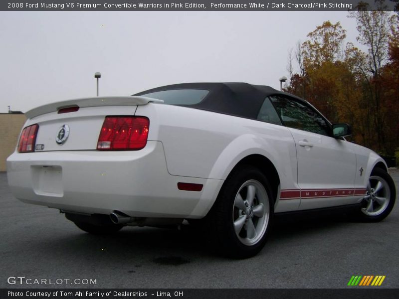 Performance White / Dark Charcoal/Pink Stitching 2008 Ford Mustang V6 Premium Convertible Warriors in Pink Edition
