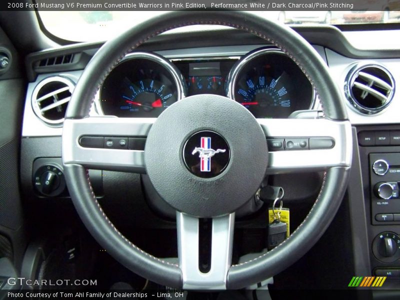 Performance White / Dark Charcoal/Pink Stitching 2008 Ford Mustang V6 Premium Convertible Warriors in Pink Edition