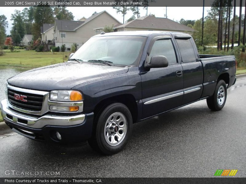 Deep Blue Metallic / Dark Pewter 2005 GMC Sierra 1500 SLE Extended Cab
