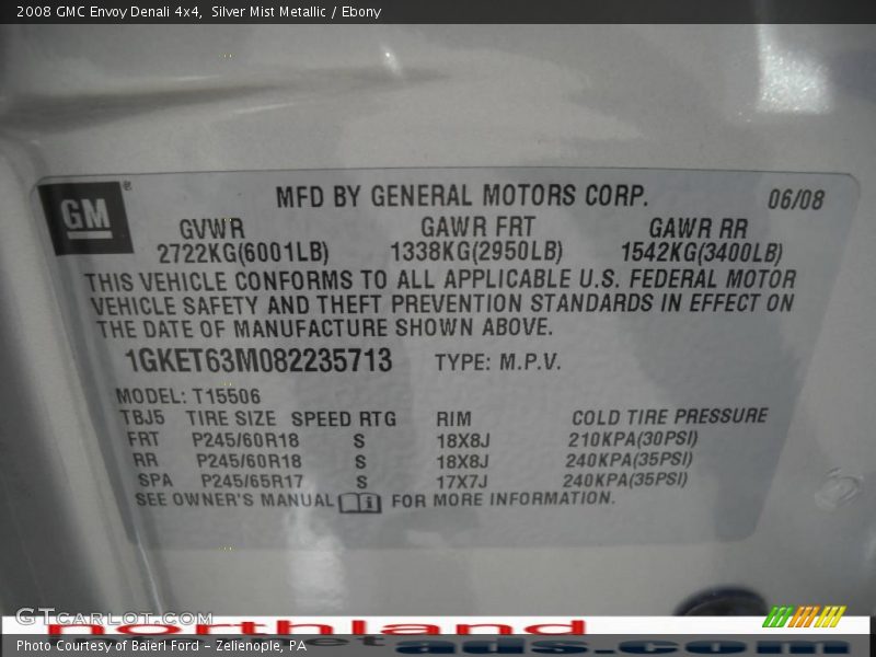 Silver Mist Metallic / Ebony 2008 GMC Envoy Denali 4x4