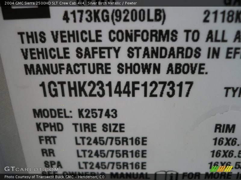 Silver Birch Metallic / Pewter 2004 GMC Sierra 2500HD SLT Crew Cab 4x4