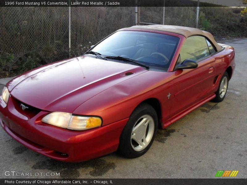 Laser Red Metallic / Saddle 1996 Ford Mustang V6 Convertible