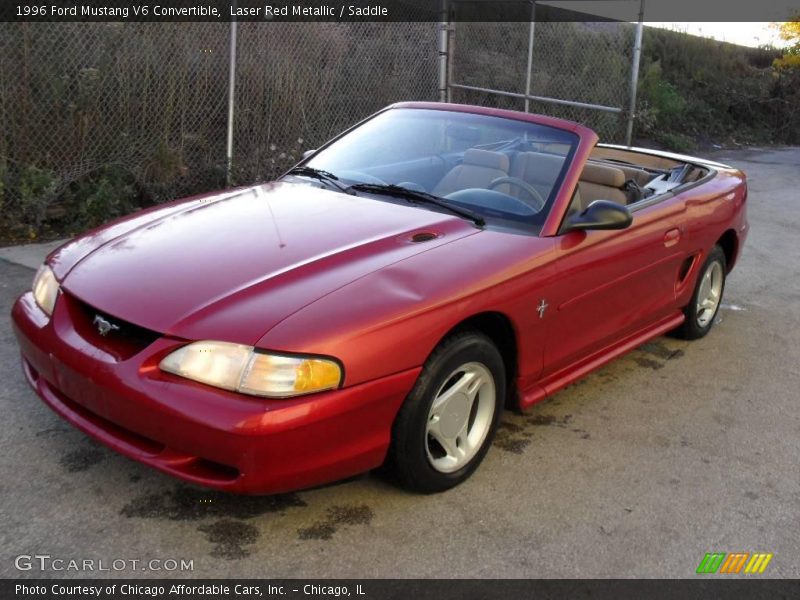 Laser Red Metallic / Saddle 1996 Ford Mustang V6 Convertible