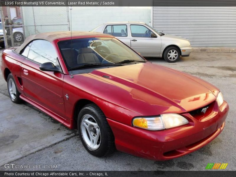 Laser Red Metallic / Saddle 1996 Ford Mustang V6 Convertible