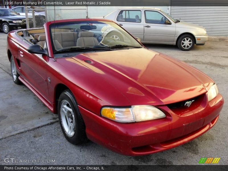 Laser Red Metallic / Saddle 1996 Ford Mustang V6 Convertible