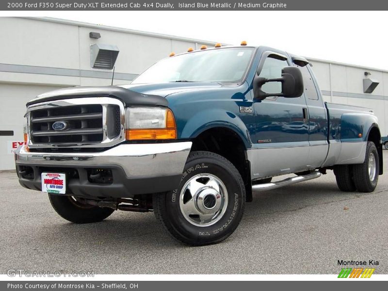 Island Blue Metallic / Medium Graphite 2000 Ford F350 Super Duty XLT Extended Cab 4x4 Dually