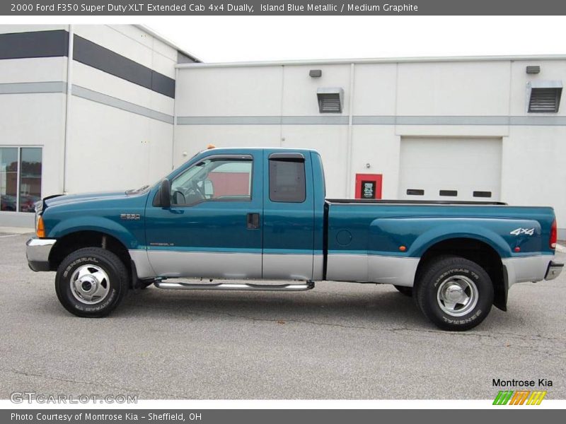 Island Blue Metallic / Medium Graphite 2000 Ford F350 Super Duty XLT Extended Cab 4x4 Dually