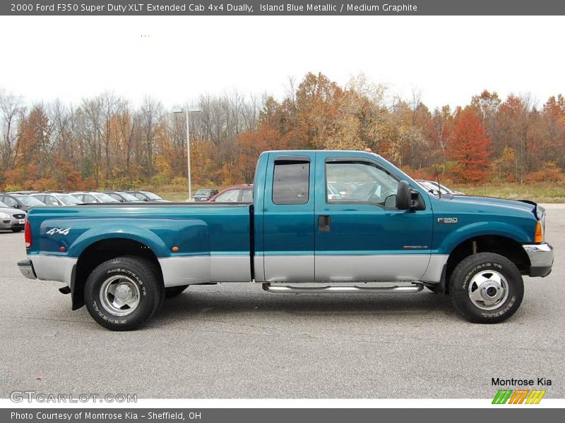 Island Blue Metallic / Medium Graphite 2000 Ford F350 Super Duty XLT Extended Cab 4x4 Dually