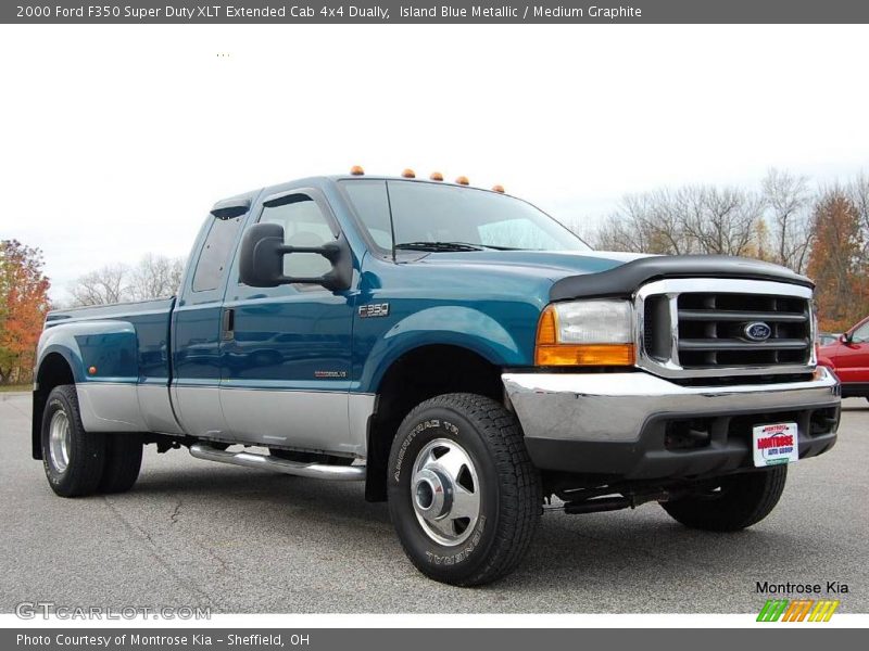 Island Blue Metallic / Medium Graphite 2000 Ford F350 Super Duty XLT Extended Cab 4x4 Dually