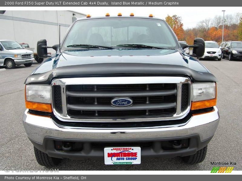 Island Blue Metallic / Medium Graphite 2000 Ford F350 Super Duty XLT Extended Cab 4x4 Dually