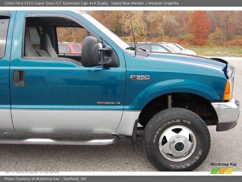 Island Blue Metallic / Medium Graphite 2000 Ford F350 Super Duty XLT Extended Cab 4x4 Dually