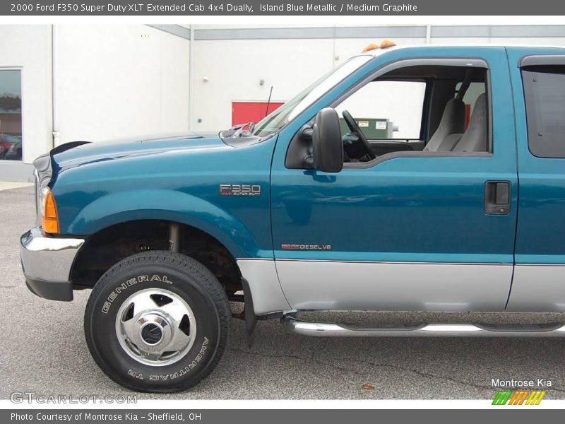 Island Blue Metallic / Medium Graphite 2000 Ford F350 Super Duty XLT Extended Cab 4x4 Dually