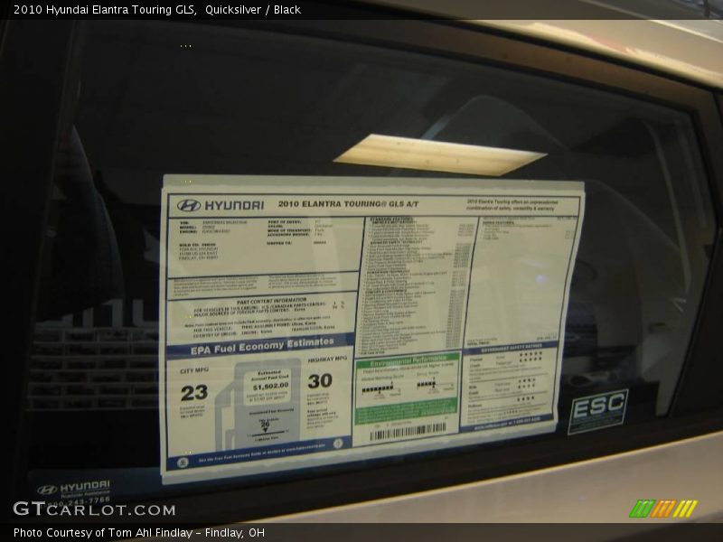  2010 Elantra Touring GLS Window Sticker